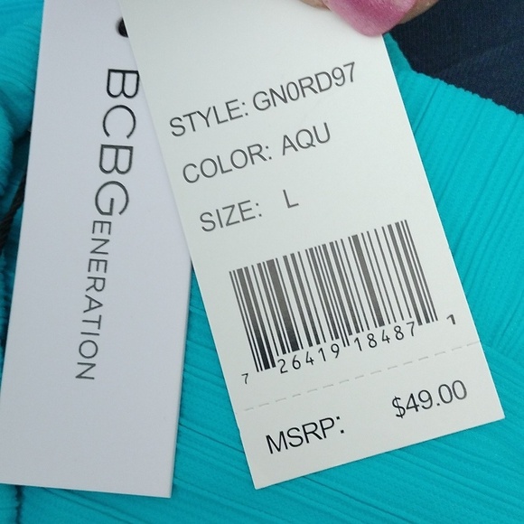 BCBGeneration Women's High Waist Hipster, Aqua//Feel the Rhythm, Size Large - Picture 4 of 7